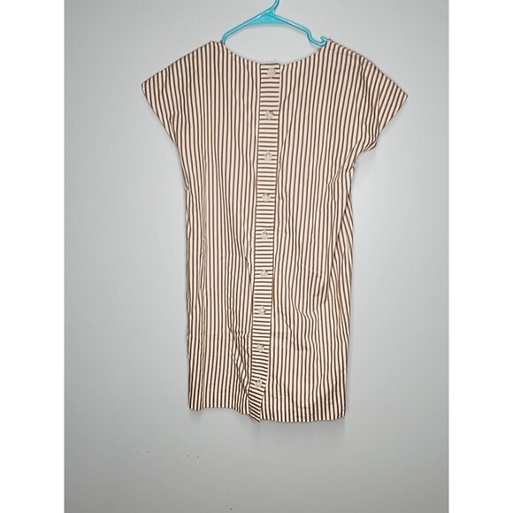 Madewell Button Back Easy Dress Size XXS Camel Tan White Striped Tunic Loose - Picture 4 of 6